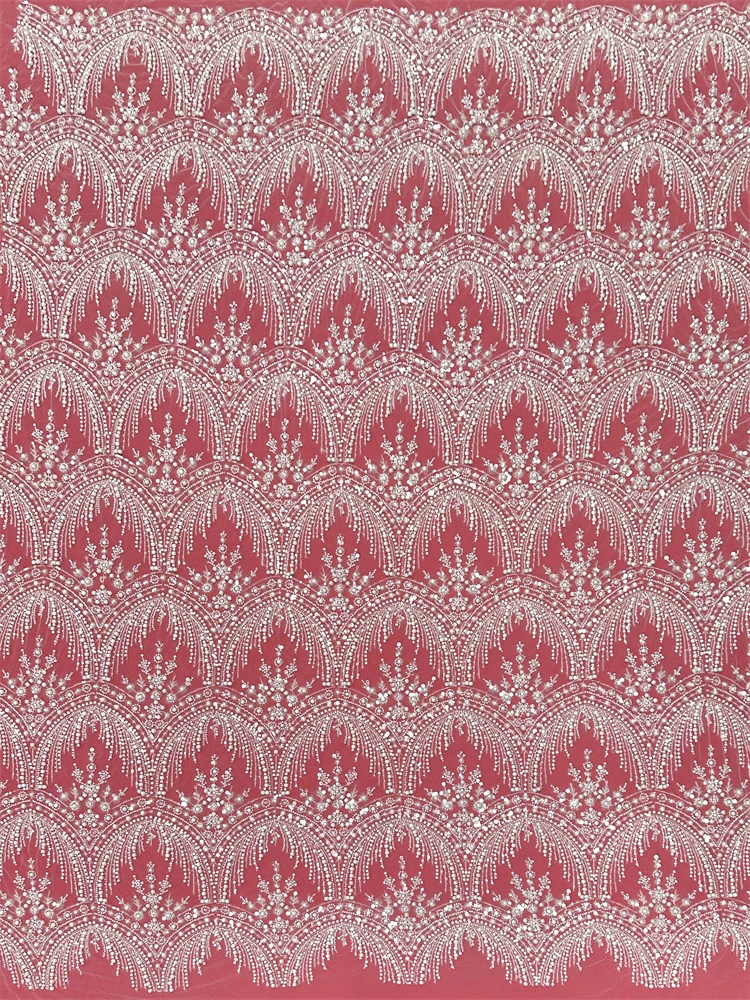 فاخر الخرز الثقيل الدانتيل قماش عالي الجودة 2025 تول أقمشة الدانتيل موضة أحدث الترتر الدانتيل للنسيج الزفاف الأفريقي 5 ياردات