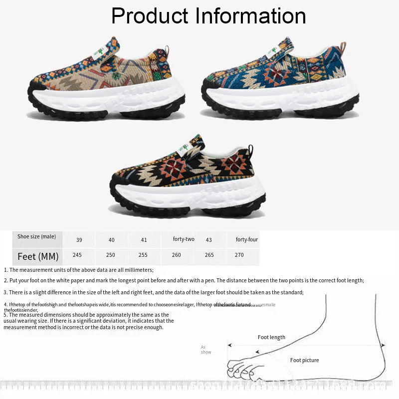 Classic Outdoor Shoes Men Embroidery Soft Comfortable Breathable Abrasion Resistant Non-slip Heighten Thick Soled Shoes