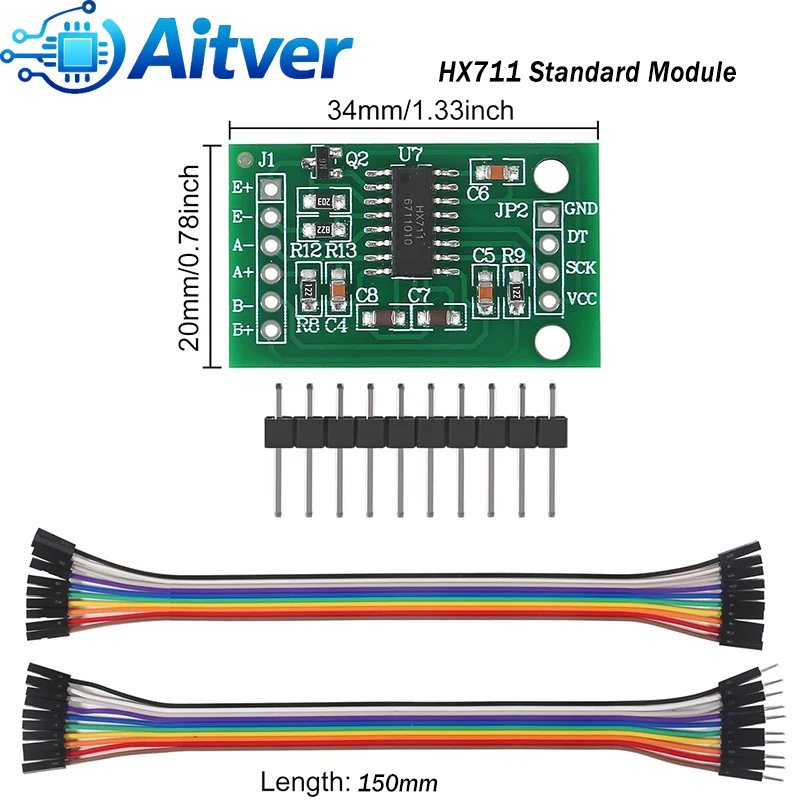 HX711 24Bit ADC Weighing Sensor Module with Dupont Cables Load Cell Amplifier Electronic Scale Pressure Sensor for Arduino ESP32