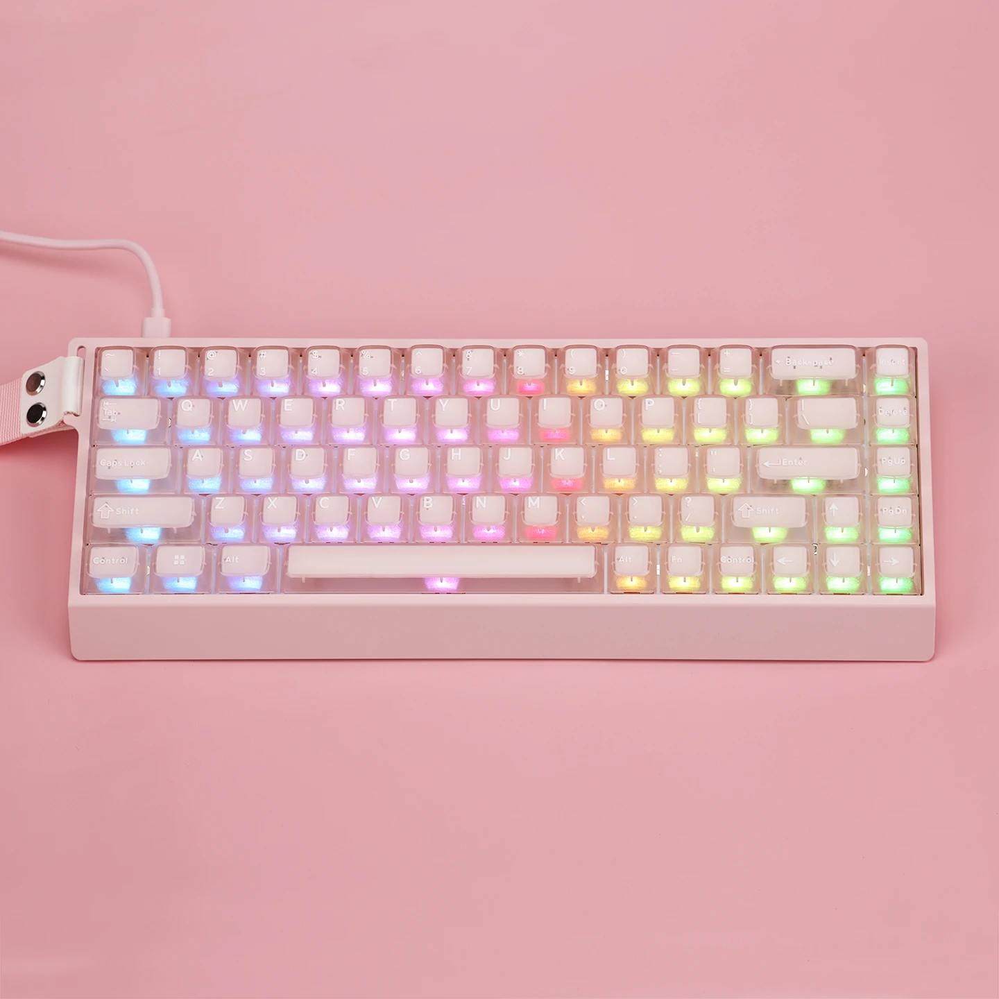 

JKDK Pastel Pink Translucent Cherry Profile Spherical Keycaps for Magnetic & MX Switches - 60/64/68/84/87/98 Keys