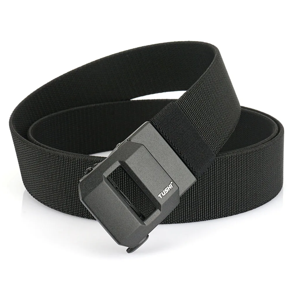 TUSHI Neuer Golf-Sportgürtel, elastischer Gürtel, taktischer Gürtel, Metall, automatische Schnalle, Stretch-Nylon, Herren-Militärgürtel, 120–150 cm, große Gürtel – Detail 17