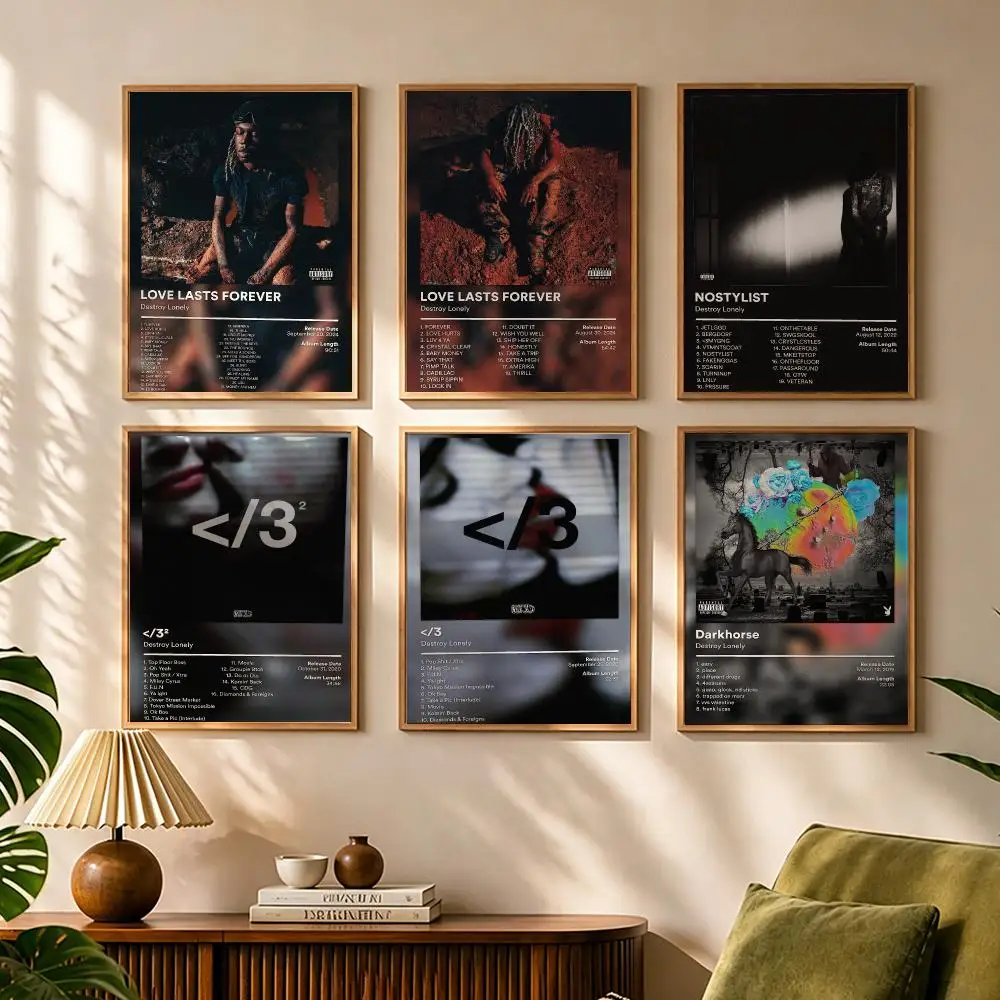 Rising Rapper D-Destroy Lonely Painting Calligraphy Canvas HD Poster Waterproof Fade Resistant Wall Art Print for Home Decor