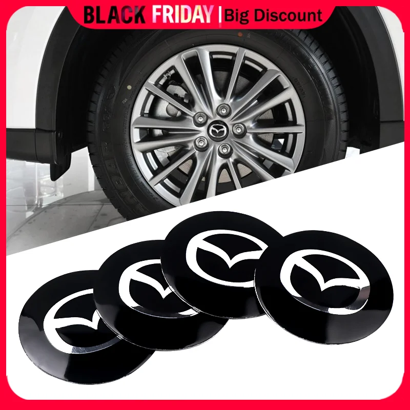 4pcs 56mm Car Wheel Center Hub Caps Cover Rim Exterior Decals Stickers Badge For Mazda 5 6 Axela CX-5 CX-7 MX-5 Auto Decoration