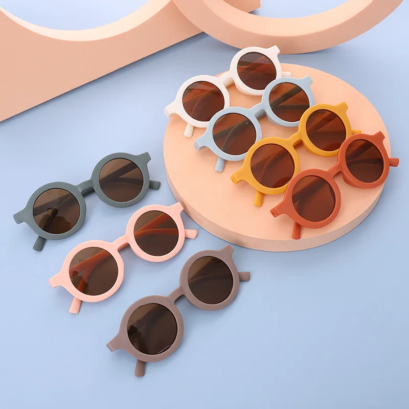 Children's Candy Color Frosted Round Sunglasses Boys Girls Vintage Sunglasses UV Protection Classic Kids Fashion Eyewear UV400