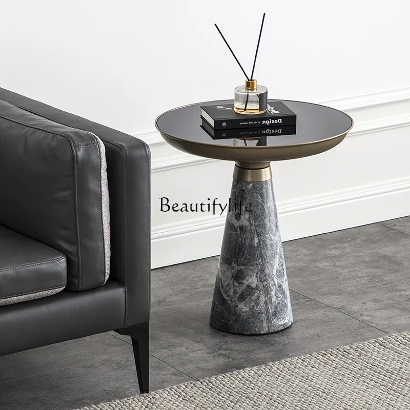 

x4 Light luxury marble metal edge few modern simple round corner few