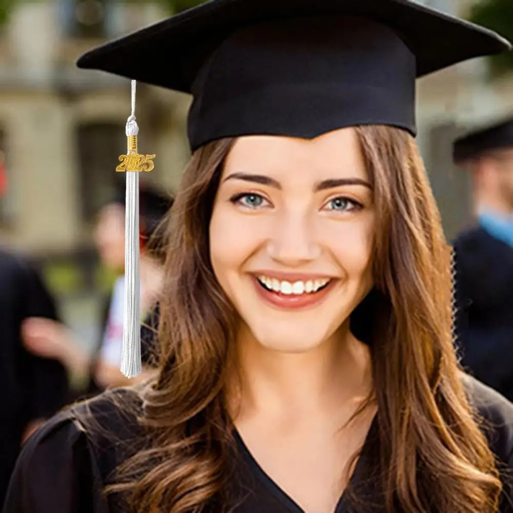 Abschlusshut-Quaste mit Datumsanhänger 2025, einfarbig, 40 cm Länge, Kappe, Hornor-Quaste für Master, Junggesellenabschied, Schule, Abschluss, Seaso