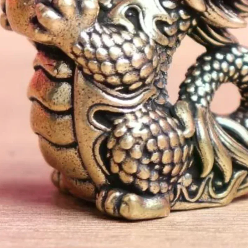 1PC Antique Dragon Statue Handmade Moveable Body Joints Desktop Sculpture Classic Art Piece for Exhibition Hall Decor