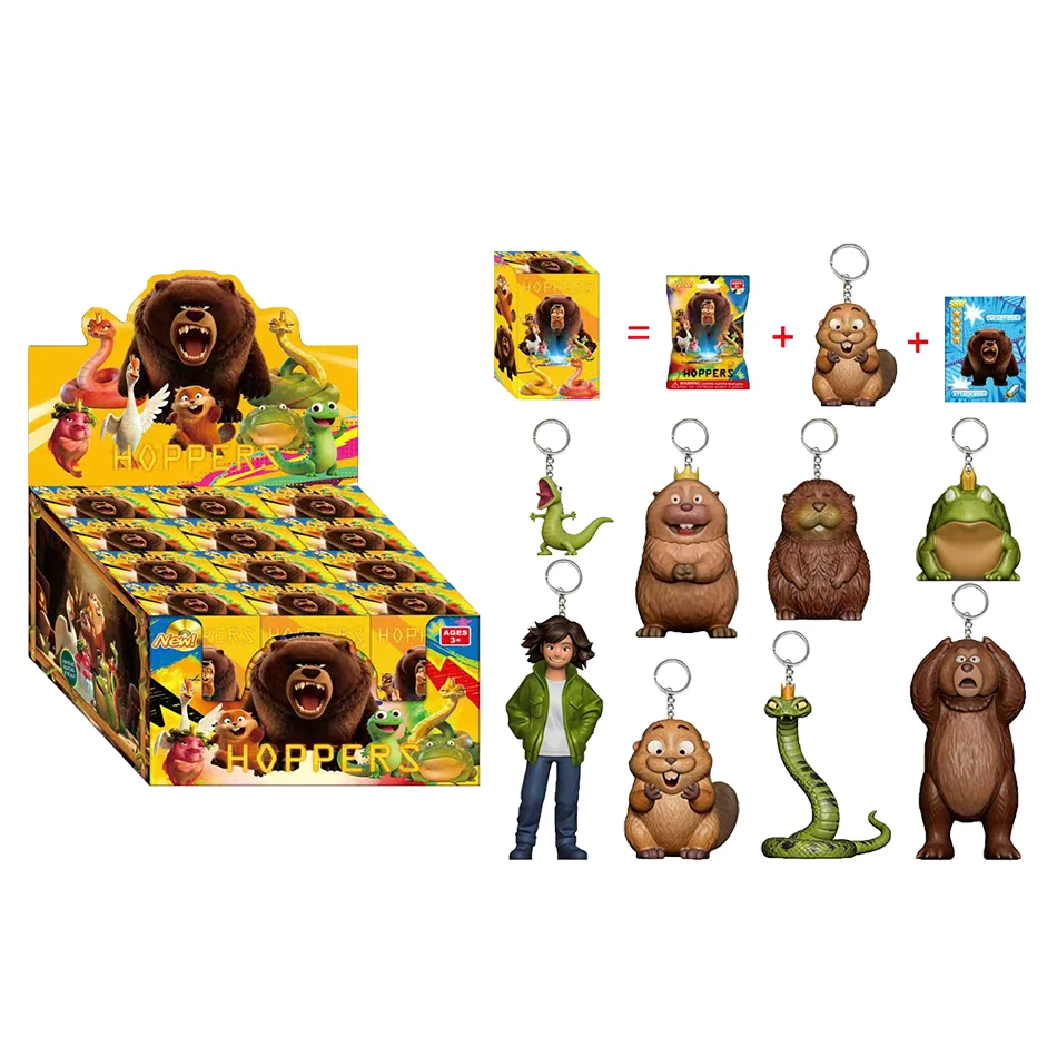 Porte-clés Pixar Hoppers Beaver Transformation Project, boîte mystère, figurine de personnage avec carte aléatoire, cadeau pour enfants