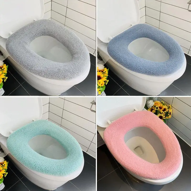 Thickened Flocking Toilet  Cover Universal Large Square Pure Black White European Style Toilet Bowl Ring Freshman Condens...