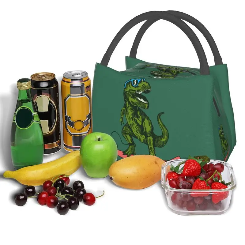 Cartoon Dinosaur Thermal Insulated Lunch Bag Women Resuable Lunch Tote for Schoool Camping Travel Multifunction Meal Food Box