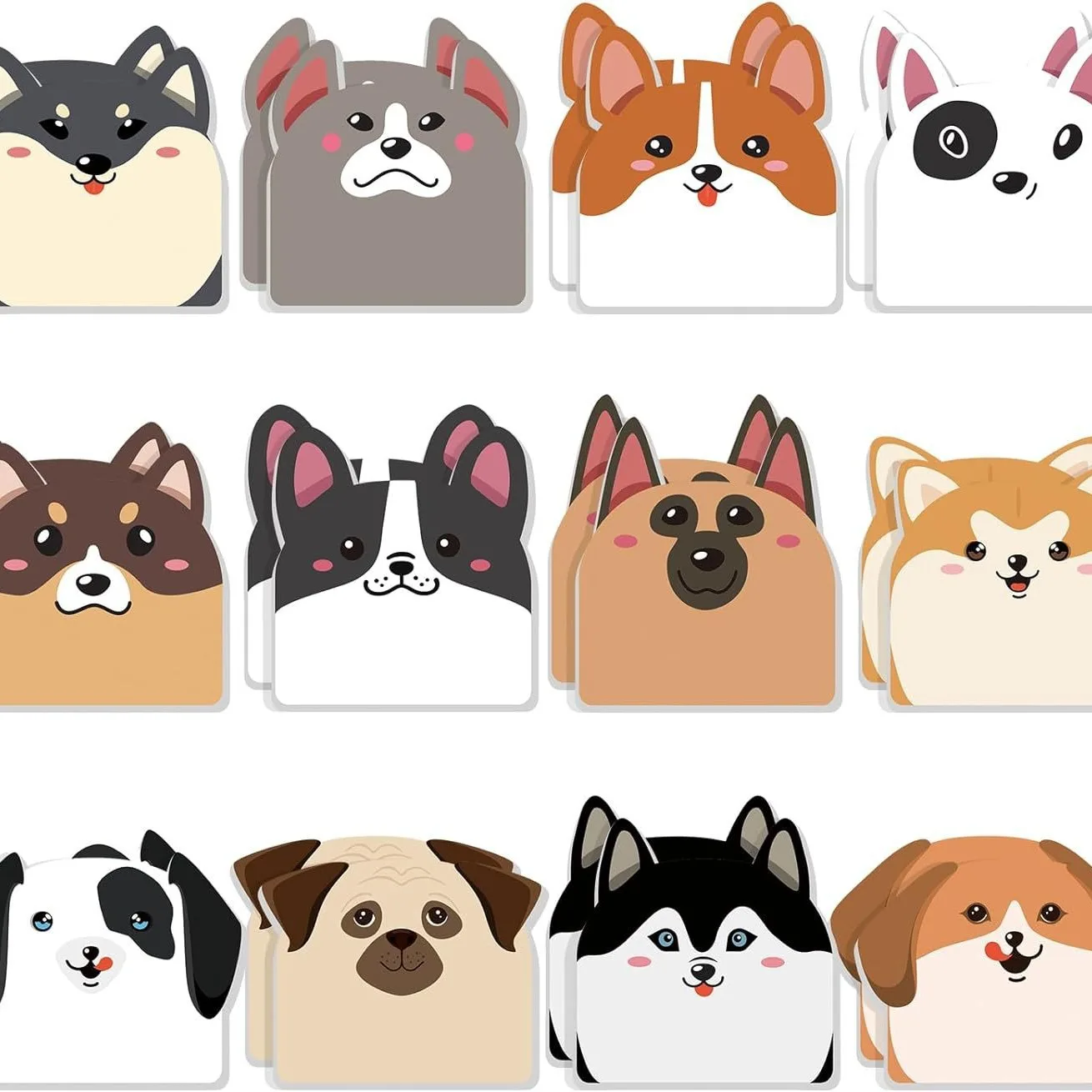 

12 Pcs Twelve Cartoon Cute Dog Animal Can Be Pasted With Strong Stickiness, Office And Study Sticky Notes, Paper Notes,30 Sheet