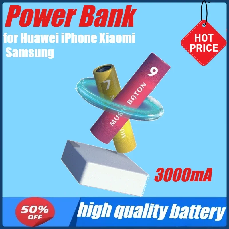 

3000mAh Mini Power Bank Bluetooth Spearker Portable Charger Powerbank for Huawei IPhone Xiaomi Samsung External Spare Batería