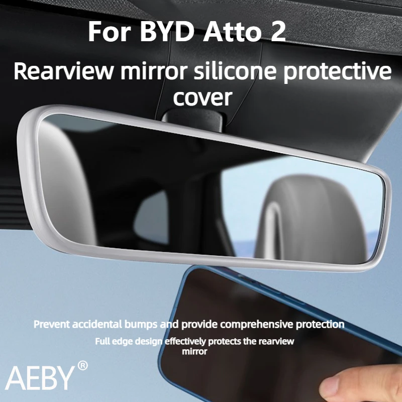 

AEBY For BYD Atto 2 Smart Driving Edition 2024-2025 Car Inner Rearview Mirror Cover, Soft Silicone Edge Guards Accessories
