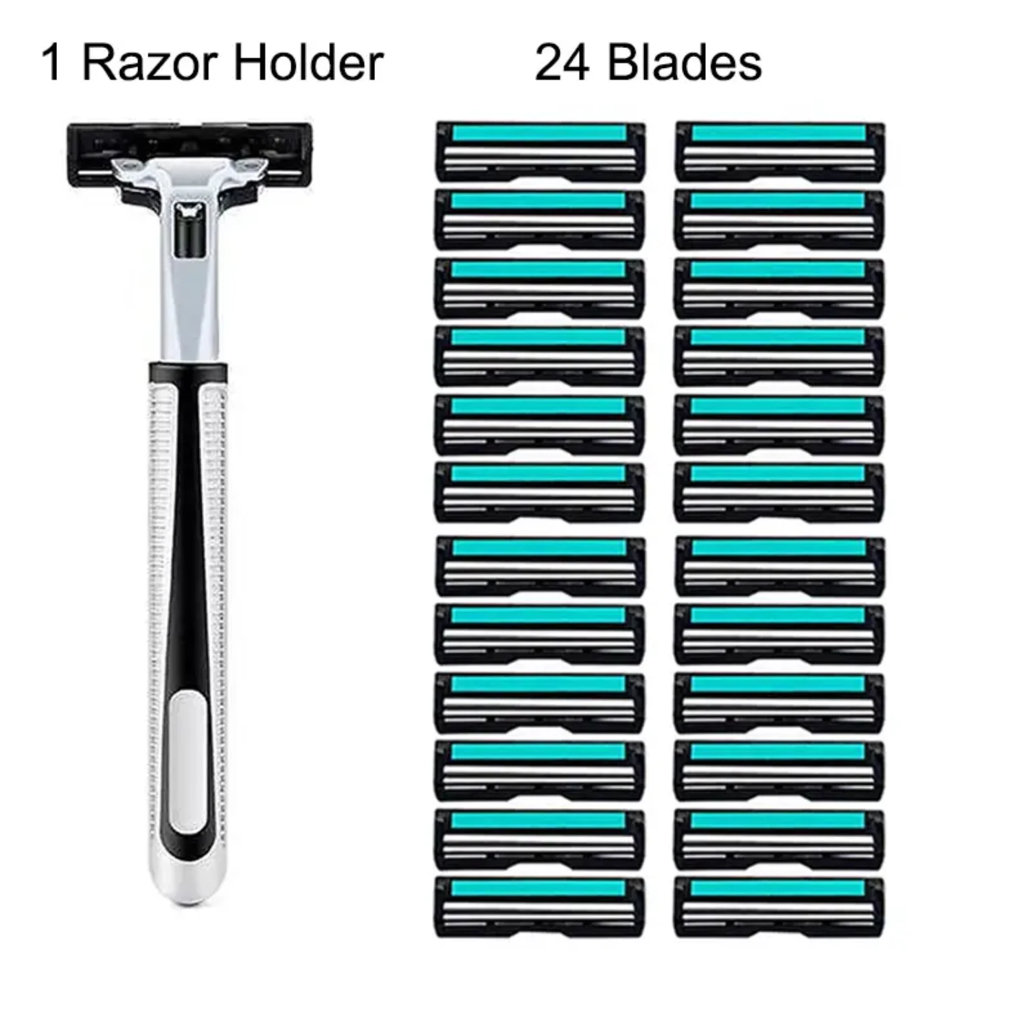 Classic Stainless Steel Twin Bladed Safety Razor with Skin Guard and Replacement Blades for Retro Wet Shaving - Manual Razor wit