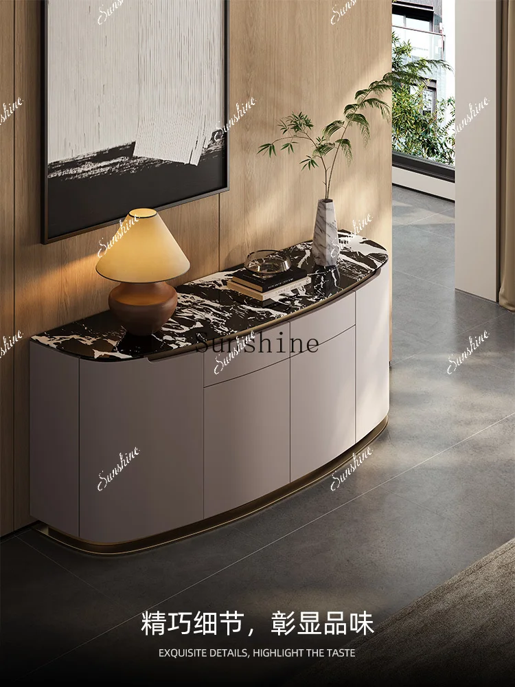 

Natural marble solid wood dining side cabinet, living room home light luxury design, aisle tea cabinet against the wall FT
