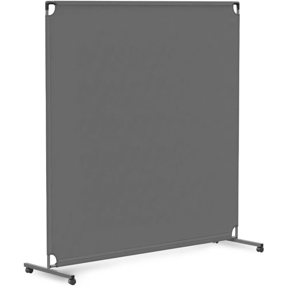 60-inch Rolling Privacy Room Divider - Freestanding Office Wall Partition with Non See-Through Blackout Screen - Sturdy