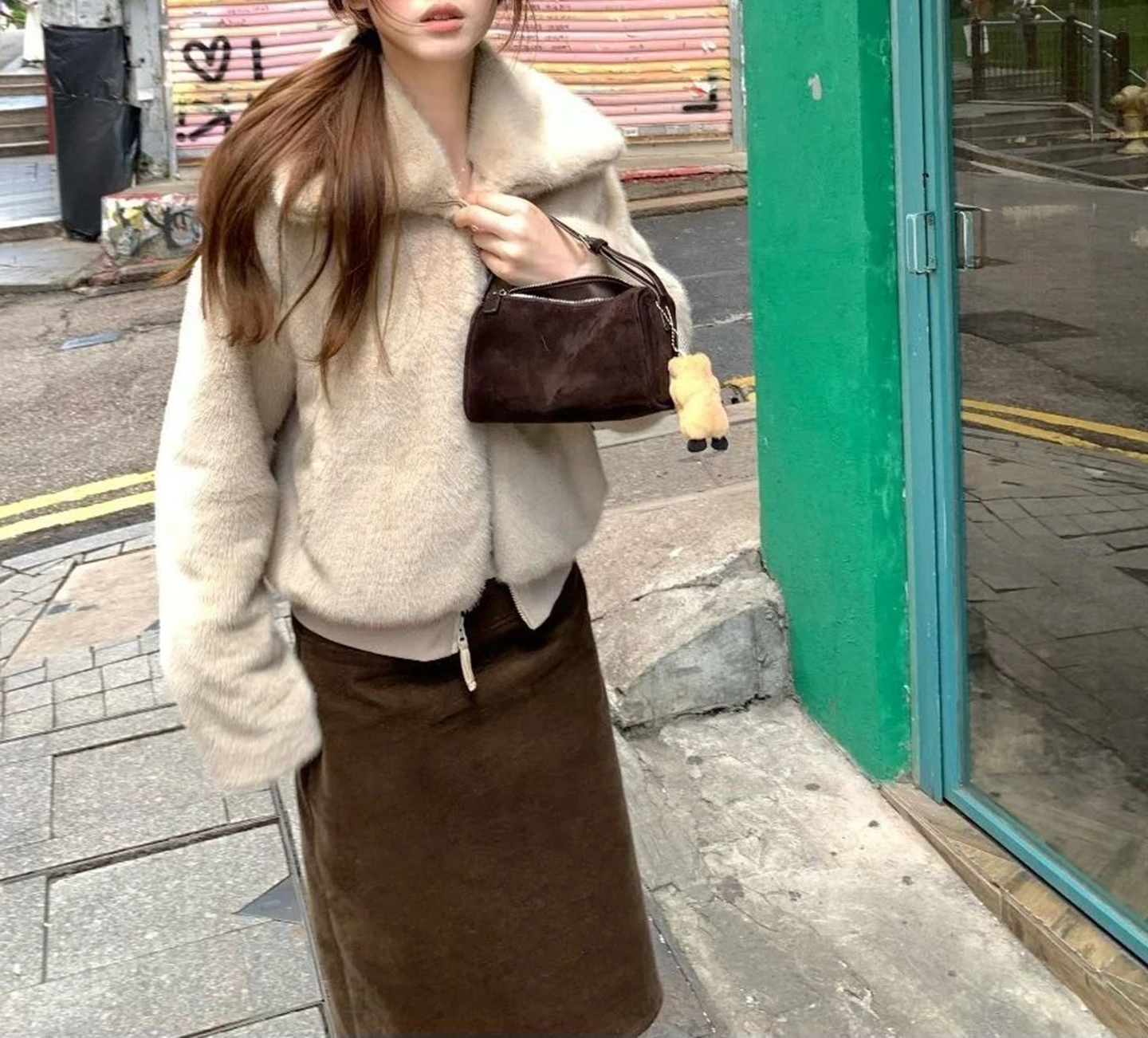 Eco-friendly Imitation Fur Laoqian Fur Slimming Coat for Women