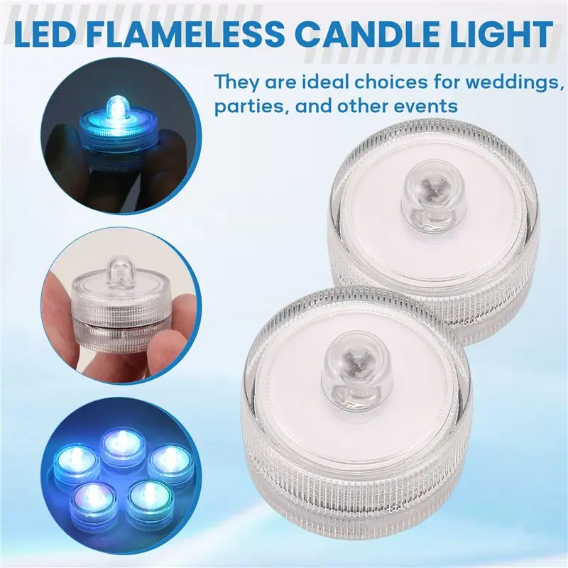 مصابيح LED عديمة اللهب مقاومة للماء مرة واحدة لتزيين حمام السباحة الغاطسة لحفلات الزفاف والحفلات