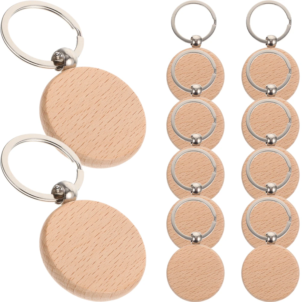

12 Pcs Wooden Keychain Engraving Blank Tags Blanks Engravable Keychains Hotel Acrylic