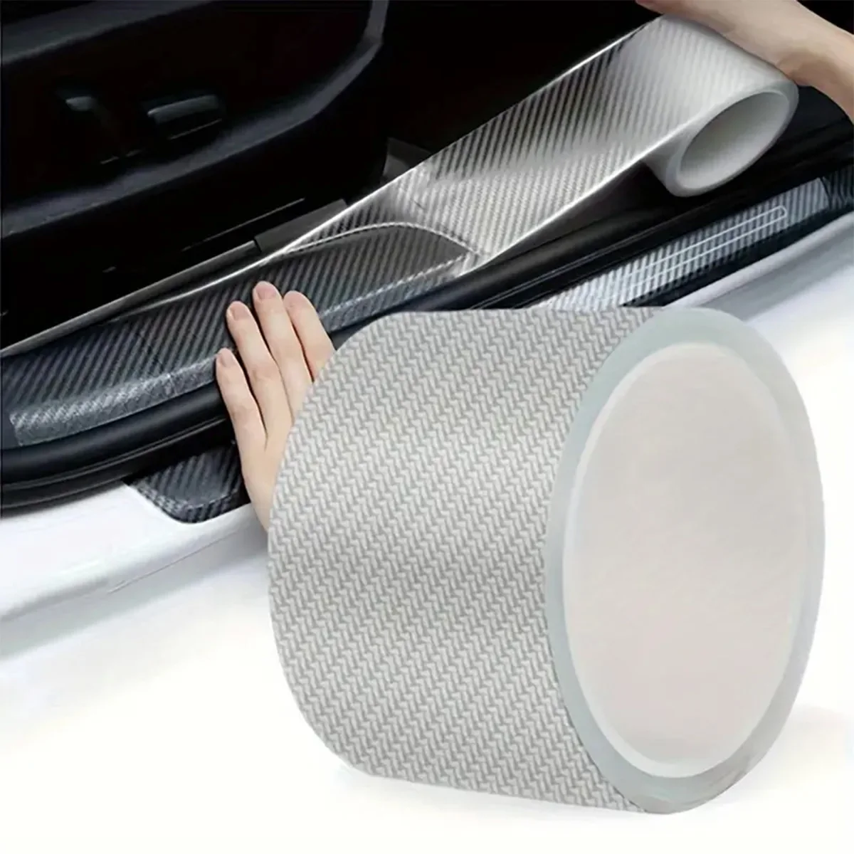 

K5D Transparent carbon fiber High quality Car Door Protector Stickers Anti Scratch Tape Auto Trunk Sill Scuff Protector Film