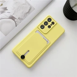 mobile phone case card slot for Samsung Galaxy s25 S24 S23 S22 S21 Ultra Plus FE silicone soft tpu Credit card bag cover case
