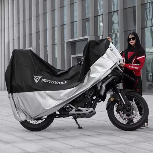 Imagen 1 del producto MOTOWOLF Oxford Funda impermeable para scooter - Protector universal para motocicletas para todo tipo de clima, anti-UV a prueba de polvo con orificios de bloqueo