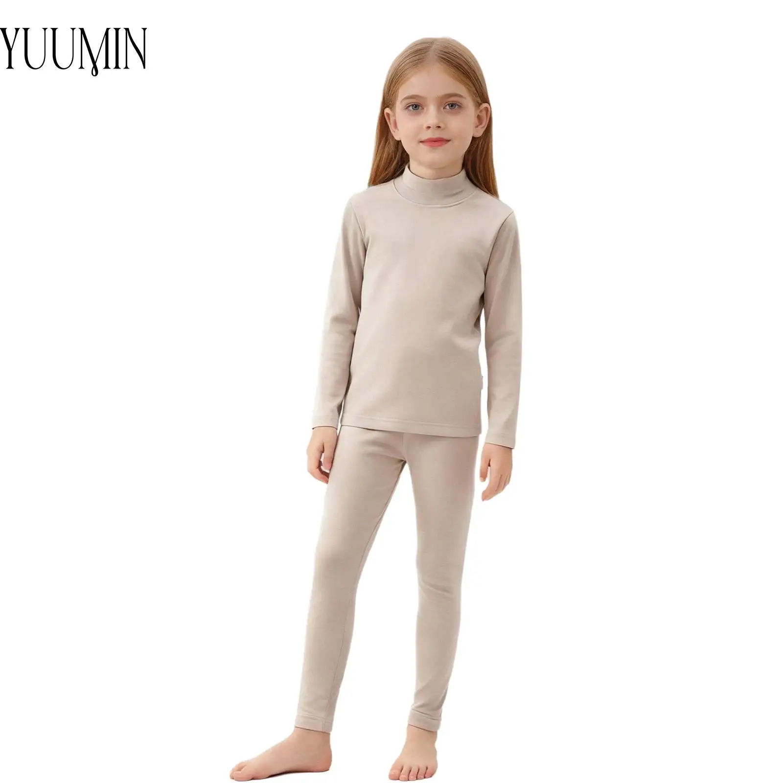 

Kids Girls Boys 2-Piece Thermal Underwear Set Sleepwear Autumn Outfit Round Neck Long Sleeve Top+Leggings Set for Casual Outdoor