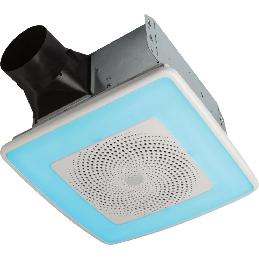 SPK110RGBL ChromaComfort Bathroom Exhaust Fan with Sensonic Bluetooth Speaker and LED Light, White