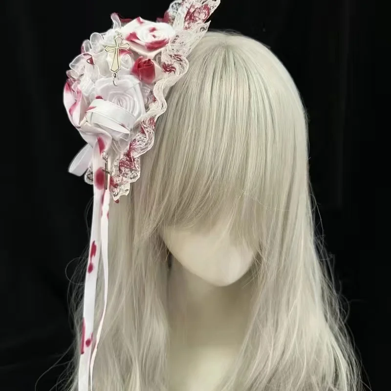 Lolita Japanse Y 2K Gothic Punk Formele Hoed Lolita Kant Haarclip Hoofddeksel Cosplay Hoofddeksels