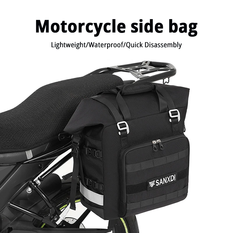 

Motorcycle Side Bag Fully Waterproof Inside 20L Expand 25L Universal Hook Saddle Bag With Removable Motorbike Luggage