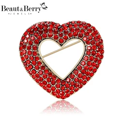 Beaut&Berry Valentine's Day Rhinestone Love Brooches Heart Brooch for Women Unisex  Casual Party Accessories New Gifts Friends