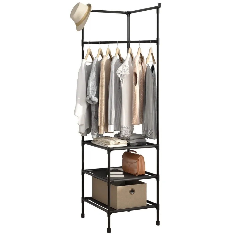 2/3 Tier Corner Coat Rack Floor Standing Multi-layer Clothes Stand Storage Night Table Bedroom Storage Shelf Clothing Rack