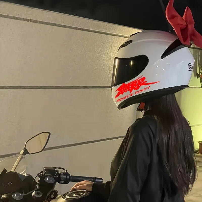 2PCS Infinity Shark Japanese Text Sticker Waterproof PVC Vinyl Decal Motorcycle Helmet Car Mirror Decoration
