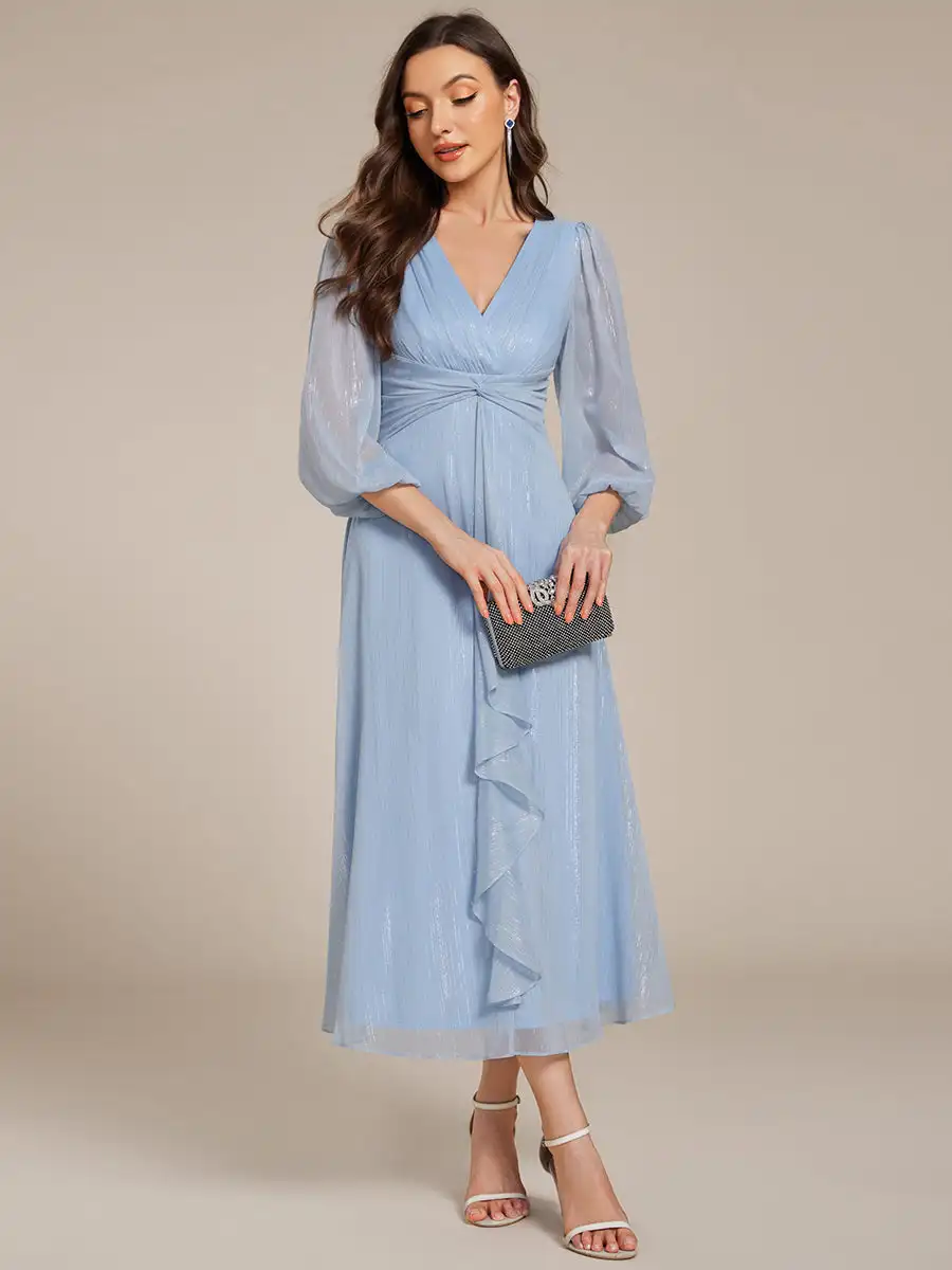 sachin and babi light blue dress A-Line/Princess High Neck Knee-Length Tulle Cocktail Dress#JJsHouse #Cocktail  dresses