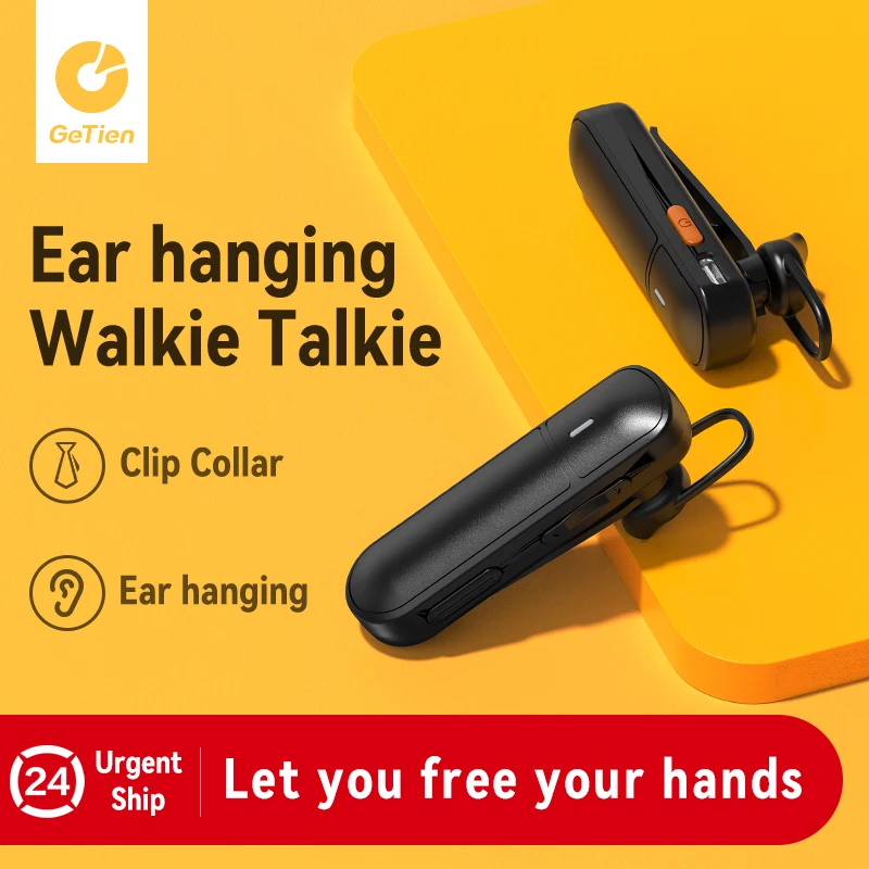 Getien Mini Ear Hang Walkie Talkie 2 PCS Portable Two Way Radio Type-C Charging For Hotel Restaurant Coffee Shop And Bars