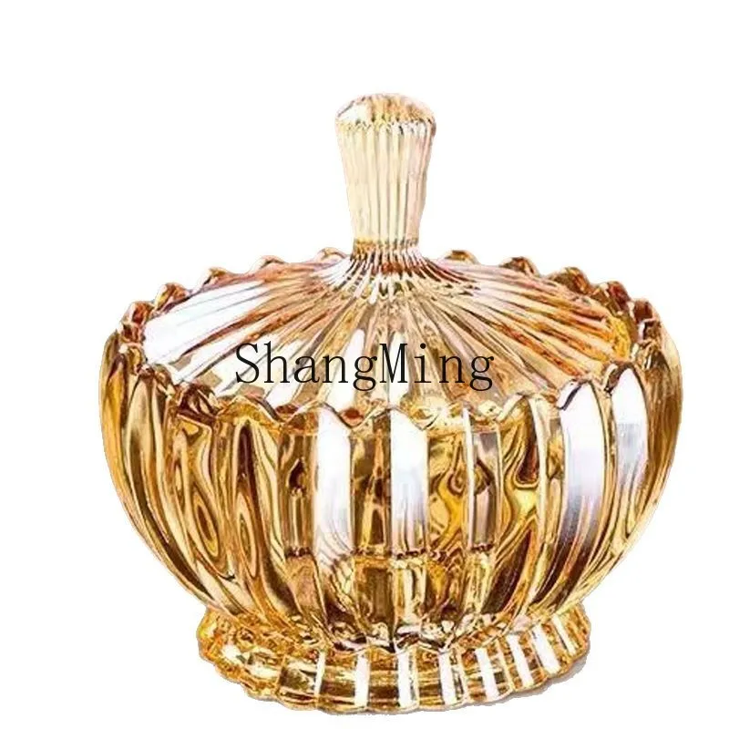 

DSA Creative Lotus Amber Glass Candy Jar Storage Jar Home Living Room Candy Jar with Lid