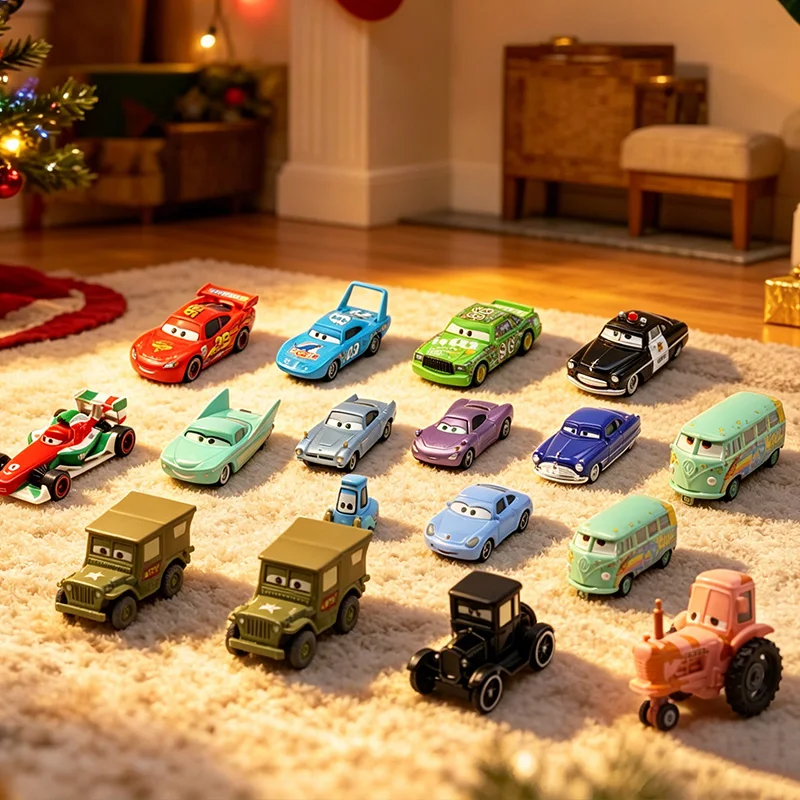 Kids Cars Pixar Cars Lightning McQueen 1:55 Alloy Metal Model Car Toy Mater Sheriff Metal Toys Vehicles Boy Children Gifts