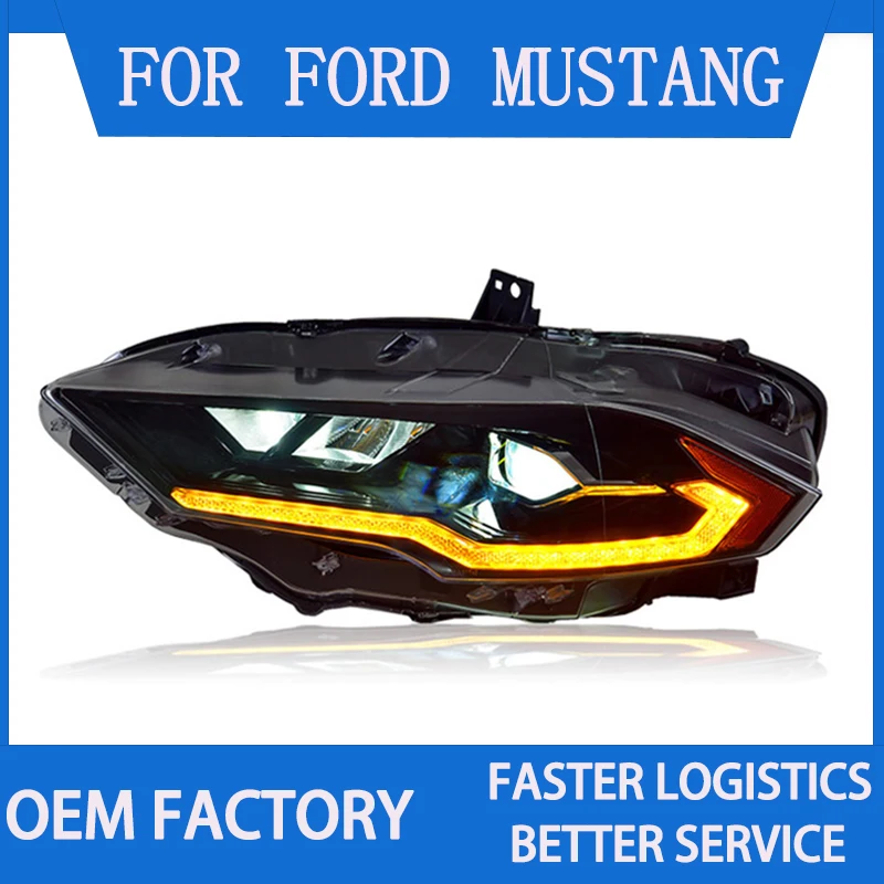 1 Pair LED Headlight Assembly for Ford Mustang 2018 2019 2020 Headlight Plug and Play with LED DRL Dynamic Turning Head lights