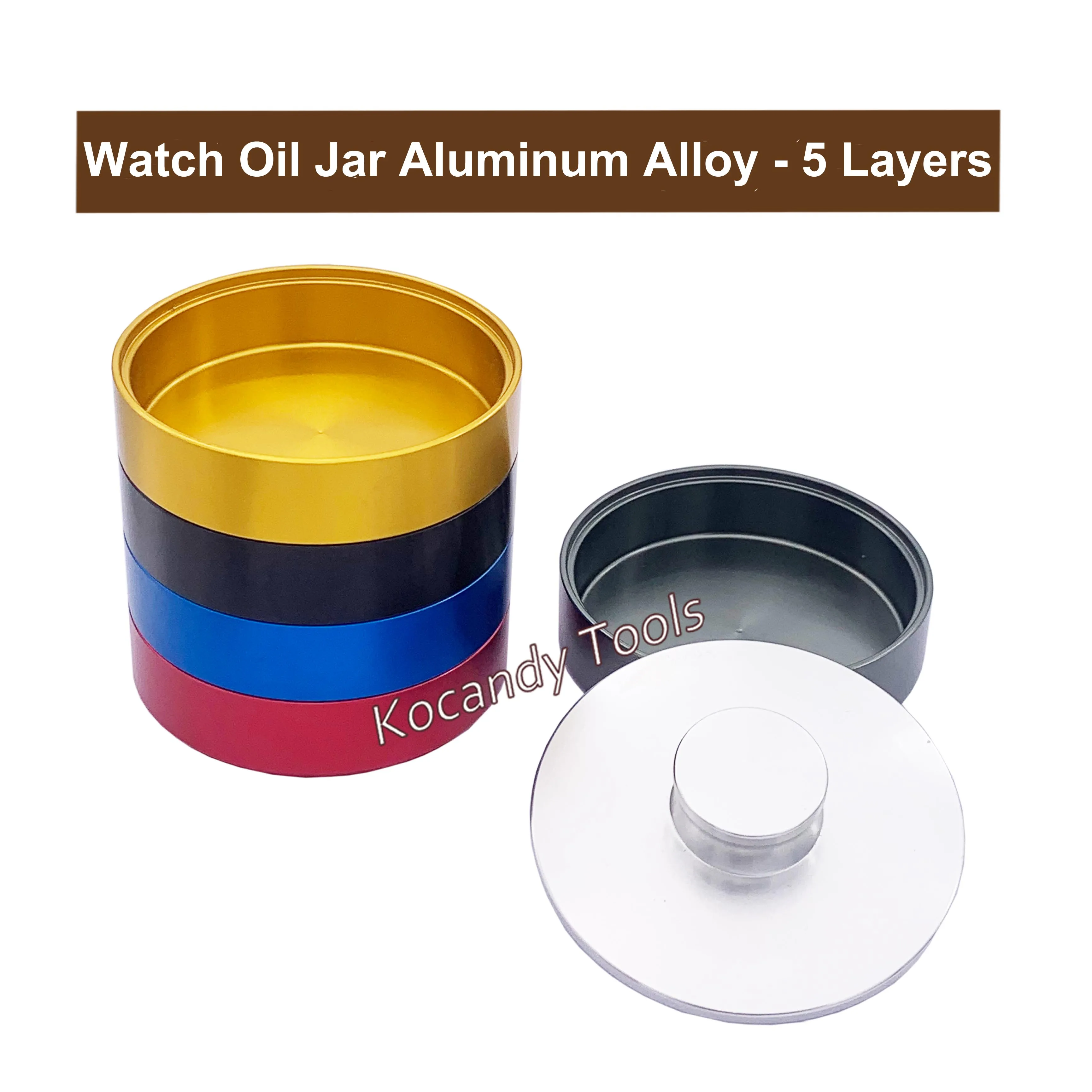 Watch Oil Washing Jar Aluminium Alloy 5 Layers Watch Movement Maintenance Repair Cleaning Tool