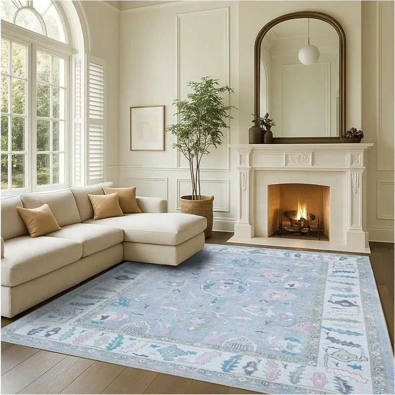 Carpet for Living Room Vintage Restaurant Sofa Coffee Table Non-slip Floor Mat Foldable Machine Washable Bedroom Bedside Rug 러그