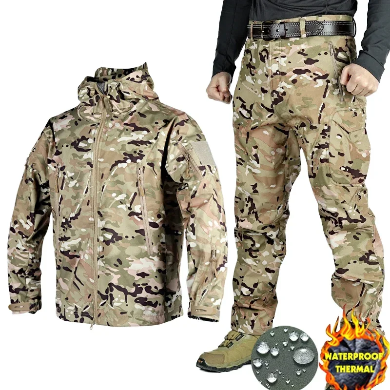 Imagem -02 - Jaqueta Impermeável Softshell para Homens Conjunto de Roupas Militares Táticas Cabolsas de Campismo Roupas de Pesca e Caminhada