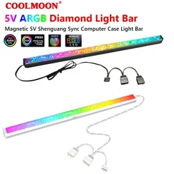 Taśma LED COOLMOON ARGB 5V 3Pin/mała 4Pin diamentowa magnetyczna kolorowa atmosfera Bar magnetyczna lampa komputerowa