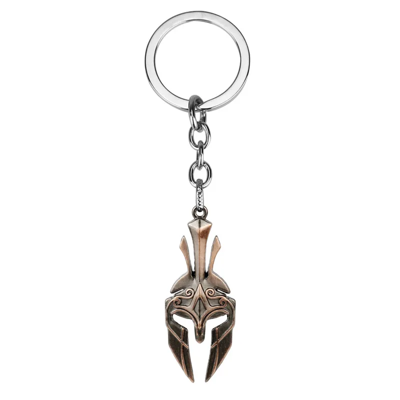 Game Spartan Warrior Keychain Punk Mask Pendant Key Rings Metal Key Holder Cosplay Trinket Gift