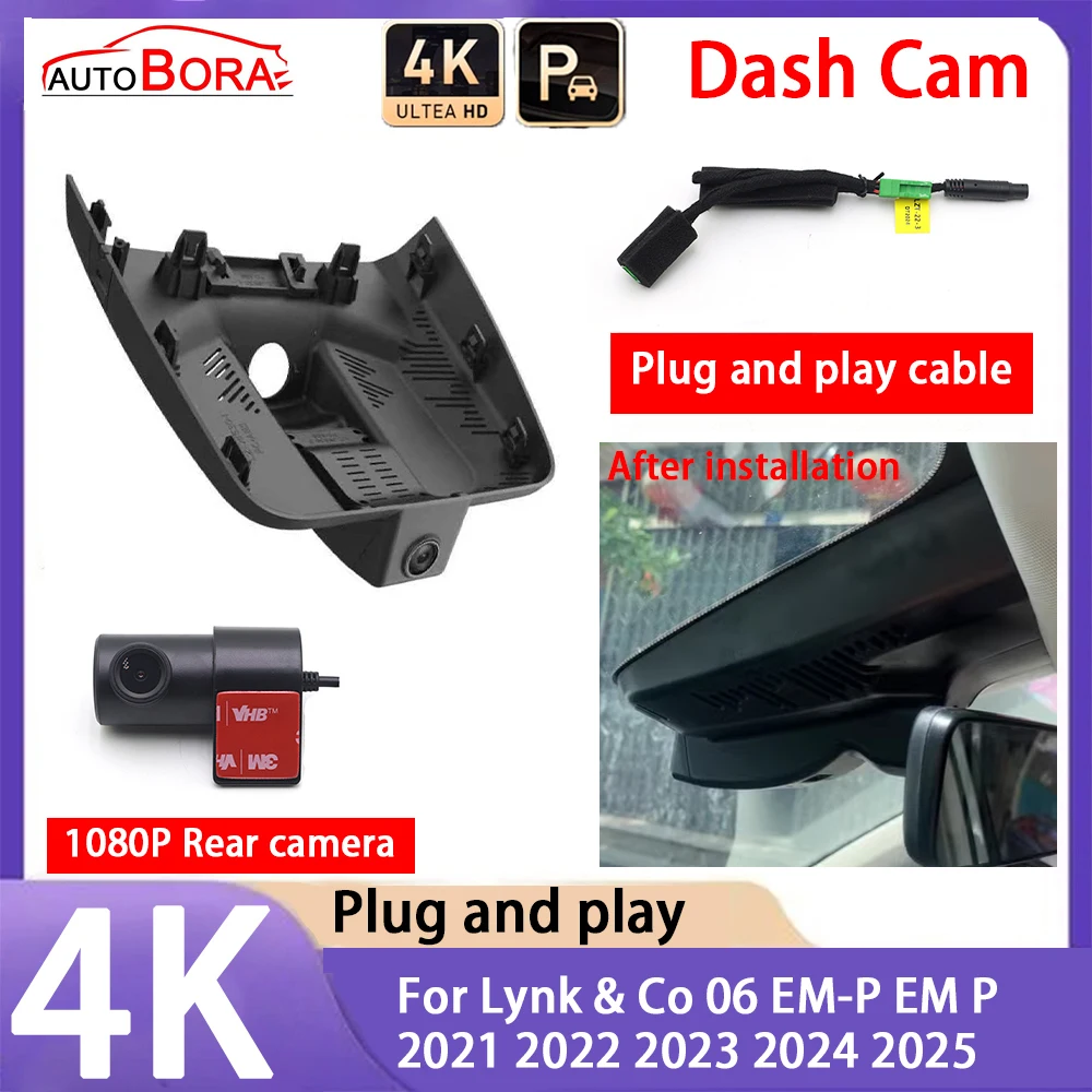 

AutoBora 4K 2160P Car Camera Plug and Play UHD Dash Cam Night Vision for Lynk & Co 06 EM-P EM P 2021 2022 2023 2024 2025