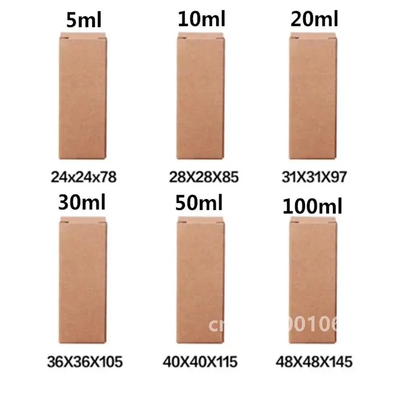 100 pz/lotto 10ML a 100Ml 18MM Testa di Gomma Contagocce Bottiglia di Olio Essenziale Kraft Scatola Bianca Cosmetici Cartone Nero scatola di imballaggio scatola