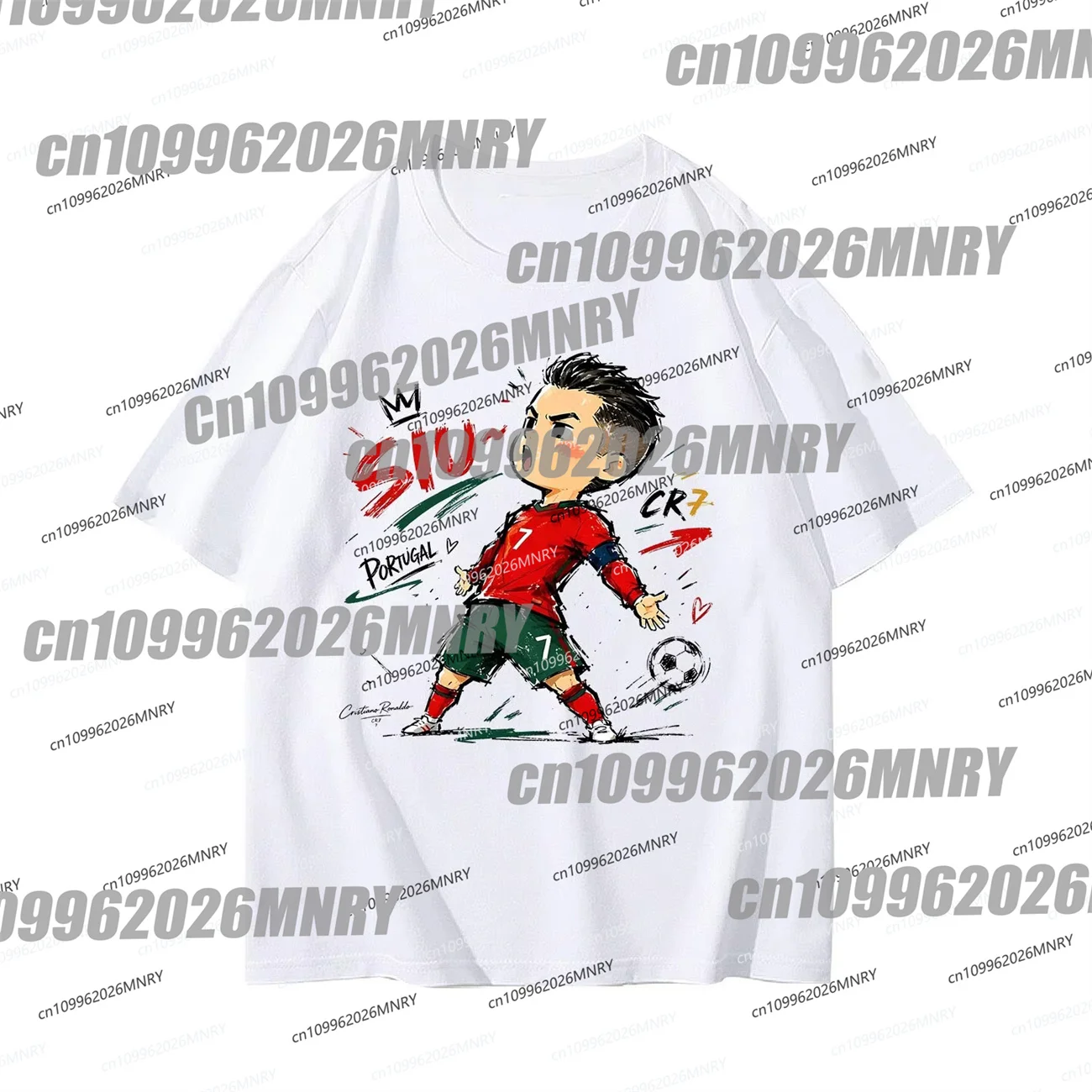 Cute Version Ronaldo SIU Celebration Cartoon Men T-Shirt Fan Commemorative Edition Short Sleeved Summer Adult Men T-Shirt