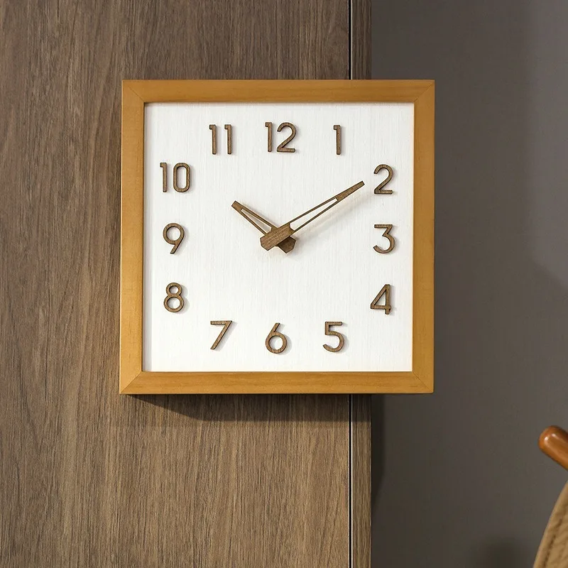 Corner Wall Clock Wood Double Sided Wall Watch Luxury Aesthetic Modern Clocks Silent Elegant Decorative Living Room Watches