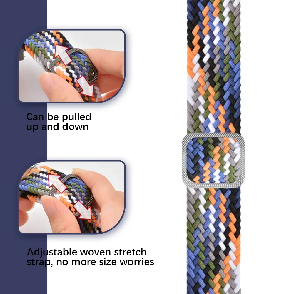 Braided Strap for Xiaomi Mi Band 8 Elastic Nylon Solo Loop Adjustable Watchbands Replacement correa bracelet for Miband 8 NFC