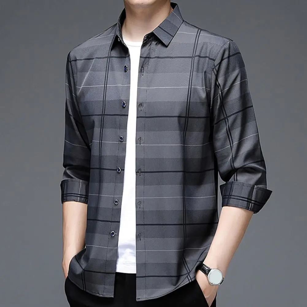 Men's Casual and Fashionable Long Sleeved Printed Shirt, Non Ironing and Wrinkle Resistant Business Top