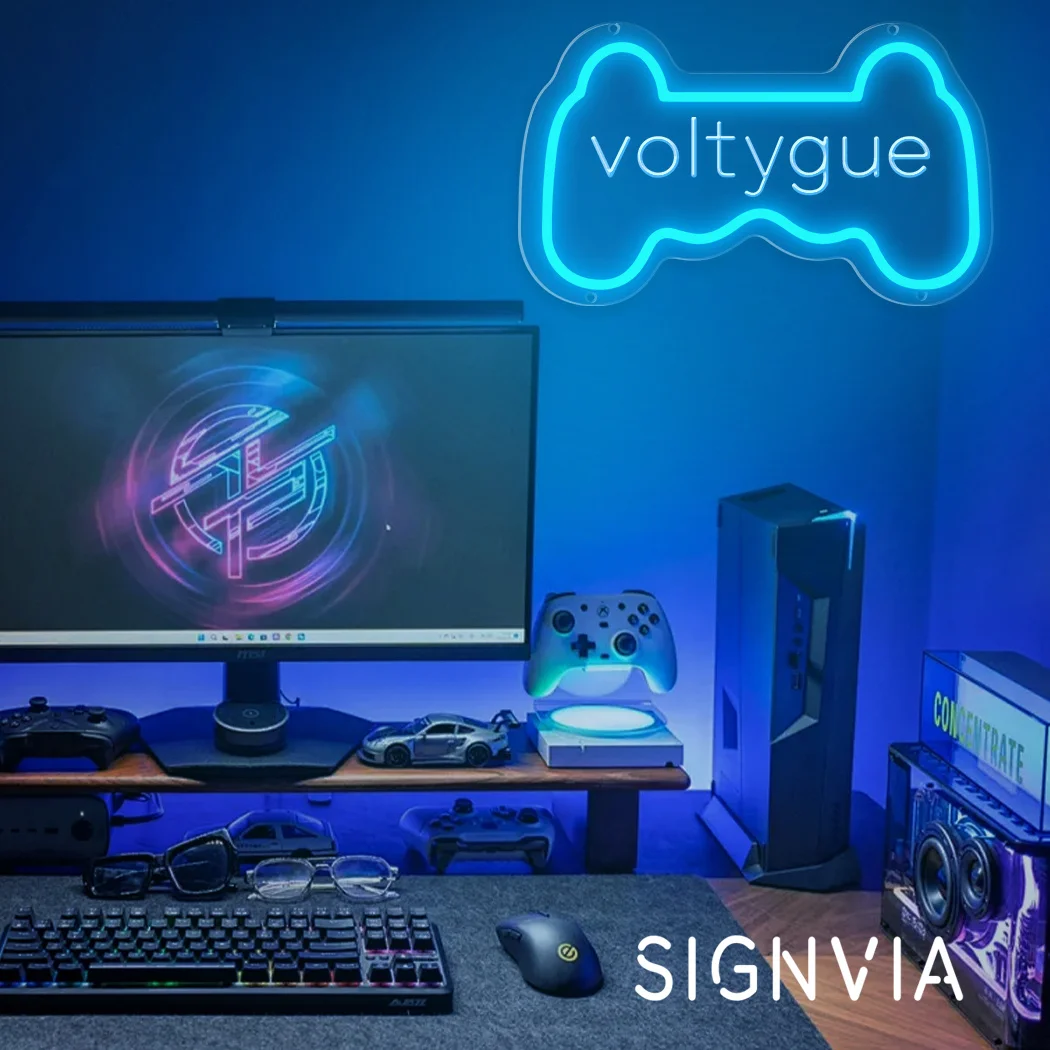 Sinal de néon personalizado com texto personalizado, néon led personalizável para decoração de parede de quarto, estilo console de jogos, ideal para meninos e meninas